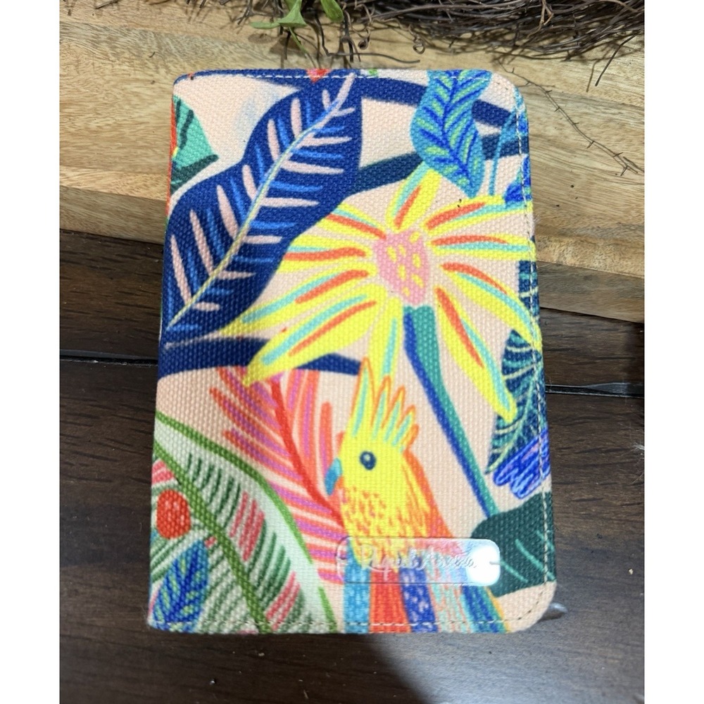 Women's Canvas ID/Document Holder Multicolor Floral Bird Print